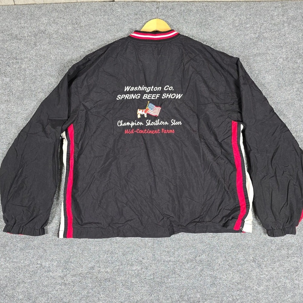 VTG GAME Sportswear Black Red White V-Neck Pullover Windbreaker Jacket Men's L‎